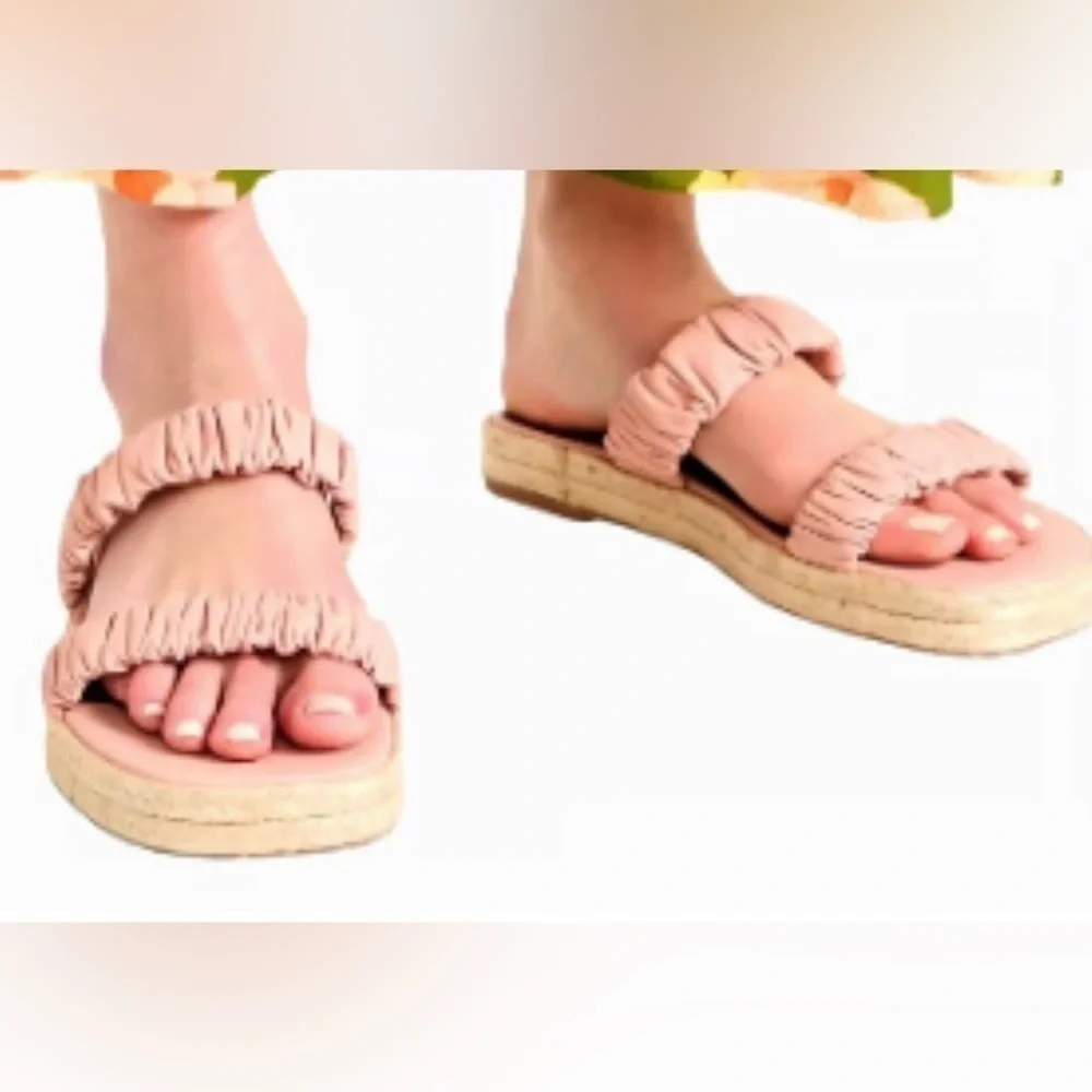 NEW Staud Espadrille Ruched Sandals in Dark Blush Size 9